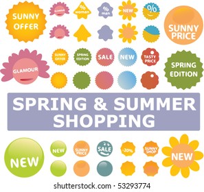 spring & summer shopping stickers. vector