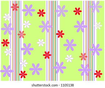 spring and summer stripe and flower background vector