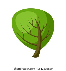 Spring or summer stylized tree with green leaves. Natural illustration.