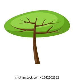 Spring or summer stylized tree with green leaves. Natural illustration.