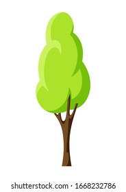 Spring or summer stylized tree with green leaves. Natural illustration