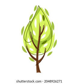 Spring or summer stylized tree with green leaves.