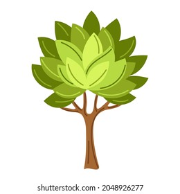 Árbol estilizado de primavera o verano con hojas verdes.