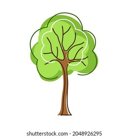 Árbol estilizado de primavera o verano con hojas verdes.