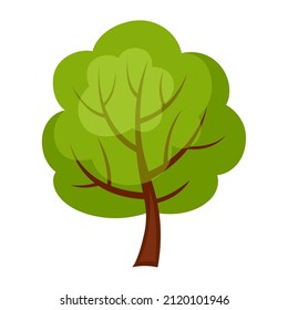 Spring or summer stylized tree with green leaves.
