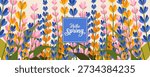 Spring and summer templates with beautiful blossom flowers and nature.set of cards with cute meadow flowers. Floral botanical for holiday  poster, invitation, social media post, Mother