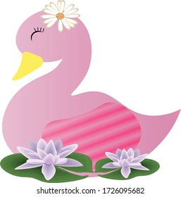Spring and summer time with beautiful duck and lotus. 