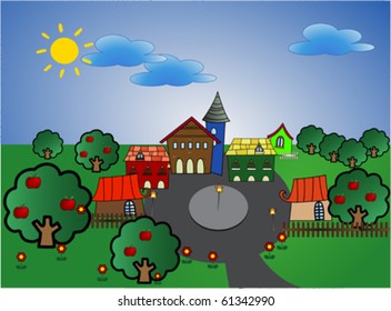 spring summer TOWN, vector