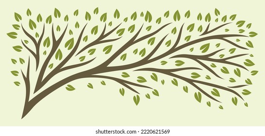 Spring or summer tree with green leaves. Natural illustration.
