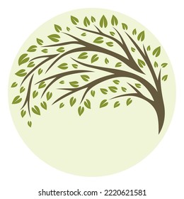 Spring or summer tree with green leaves. Natural illustration.