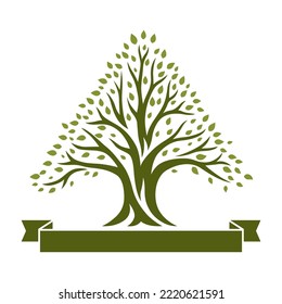Spring or summer tree with green leaves. Natural illustration.
