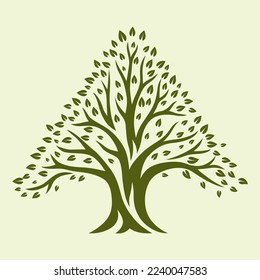 Spring or summer tree with green leaves. Natural illustration.