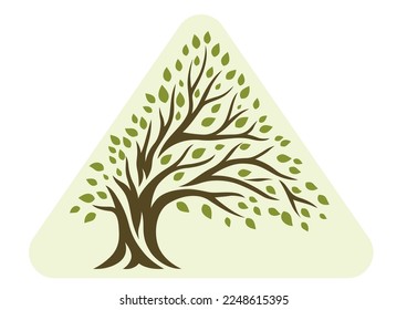 Árbol de primavera o verano con hojas verdes. Ilustración natural.