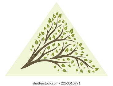 Spring or summer tree with green leaves. Natural illustration.