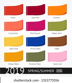 Spring and Summer Trendy Colors Label or Tag Set. Vector illustration of Fashion Palette with Tone Swatches