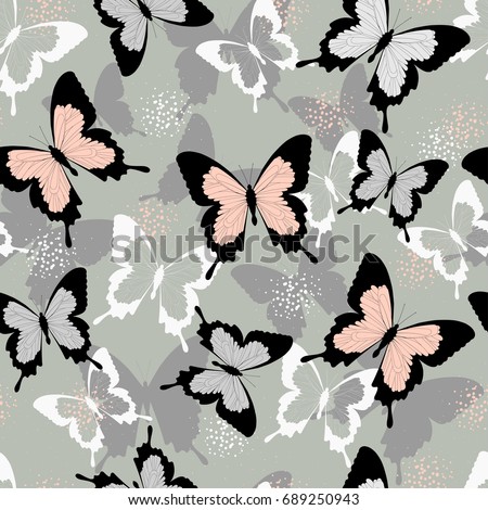 Spring Silhouettes And Shadows >> Spring Summer Tropical Butterfly Seamless Pattern Stock Vector Spring Silhouettes And Shadows >> Spring Summer Tropical Butterfly Seamless Pattern Stock Vector
