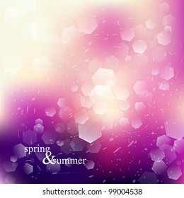 Spring and summer watercolor background with bokeh vector