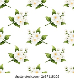 Spring and summer watercolor flower pattern seamless background vector. 