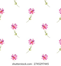 Spring and summer watercolor flower pattern seamless background vector. 