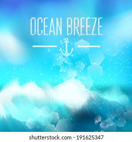 Spring and summer watercolor ocean background with shining sparks and bokeh. Vector Illustration, Graphic Design Editable For Your Design. 