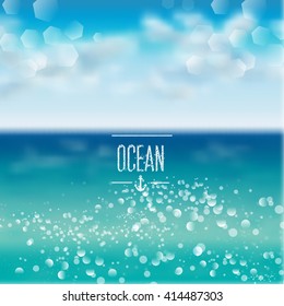 Acuarela de primavera y verano fondo oceánico con brillantes chispas y bokeh. Ilustración De Vectores, Diseño Gráfico Editable Para Su Diseño. 