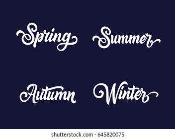 Spring Summer Winter Autumn Text Set