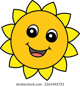 Spring Sun Cartoon Colored Clipart Illustration