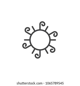 Spring sun outline icon. linear style sign for mobile concept and web design. Warm season simple line vector icon. Symbol, logo illustration. Pixel perfect vector graphics