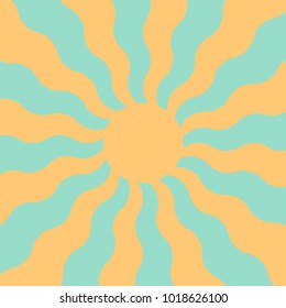 spring sun in pastel colors, wavy rays of sun, vector background symbol of approaching spring