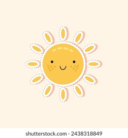 Spring Sun Sticker Vector Illustration