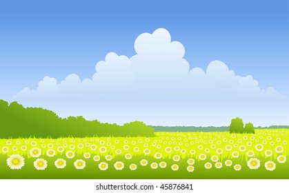 Spring sunny landscape