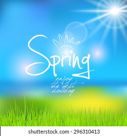 Spring sunny natural background, vector illustration
