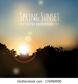 Spring sunset vector background