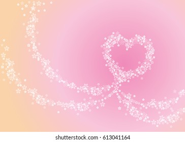 spring sweet card concept. gentle heart from cherry blossom flowers white and petal pink isolated on light background. vector illustration. 