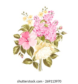 Spring syringa flowers background for the romantic design. Vector illustration