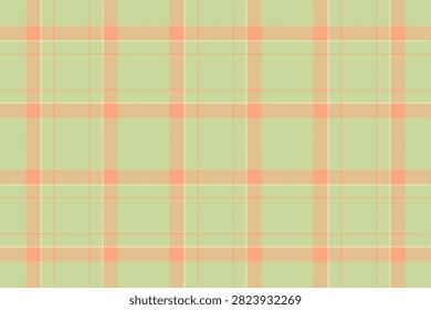 Spring tartan plaid pattern with a textured woven appearance and light and orange tones. The seamless fabric design creates a calm decorative background with a traditional textile feel.
