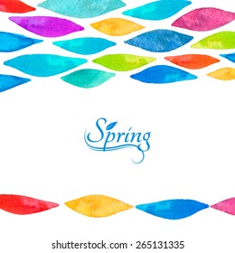 Spring template background colorful rainbow watercolor leaves for card invitation business design
