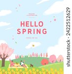 Spring template with beautiful flower. Vector illustration
