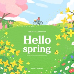 Spring Template With Beautiful Flower. Vector Illustration