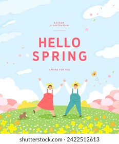 Spring template with beautiful flower. Vector illustration
