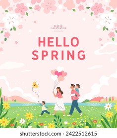 Spring template with beautiful flower. Vector illustration
