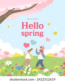 Spring template with beautiful flower. Vector illustration
