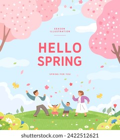 Spring template with beautiful flower. Vector illustration
