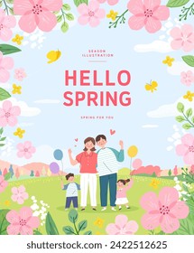 Spring template with beautiful flower. Vector illustration
