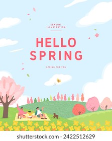 Spring template with beautiful flower. Vector illustration
