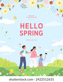 Spring template with beautiful flower. Vector illustration
