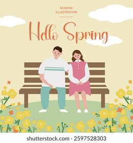 Spring template with beautiful flower. Vector illustration.