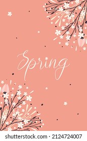 Spring template for greeting card, flyer and invitation. Flower composition design. Colorful floral nature design