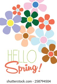 Spring template / poster / card with HELLO SPRING inscription / Typographic vector illustration