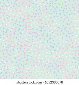 Spring Tender Colorful Seamless Pattern. Circles, Spots and Dots Endless Textures. Easy To Create Abstract Vintage, Dotted Effect. Perfect for Pastel Background and Surface Design. 